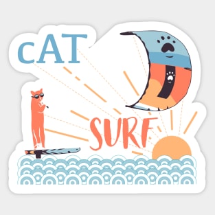 Cat surf Sticker